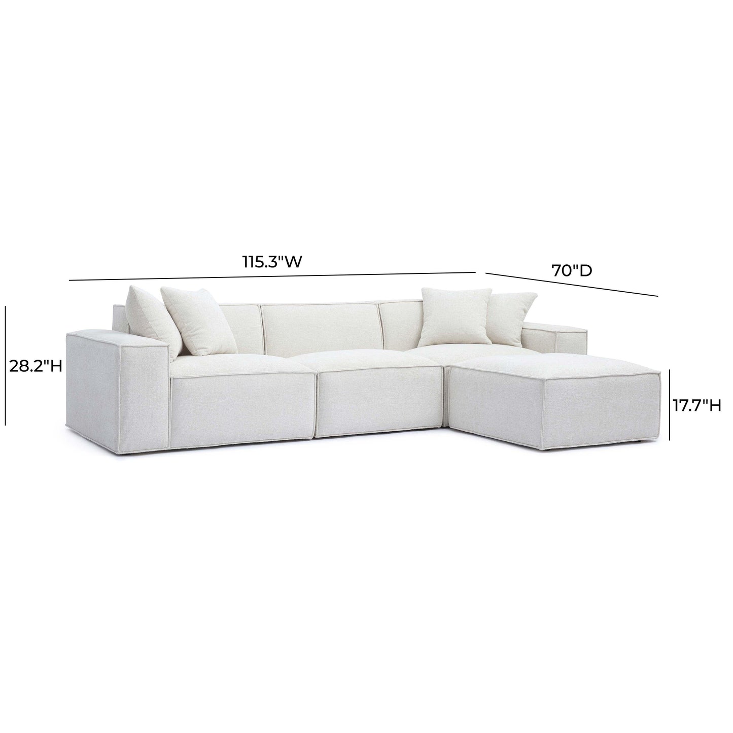 Mindy 4 Piece Chenille Basketweave Modular Sectional by TOV L69319 Sec