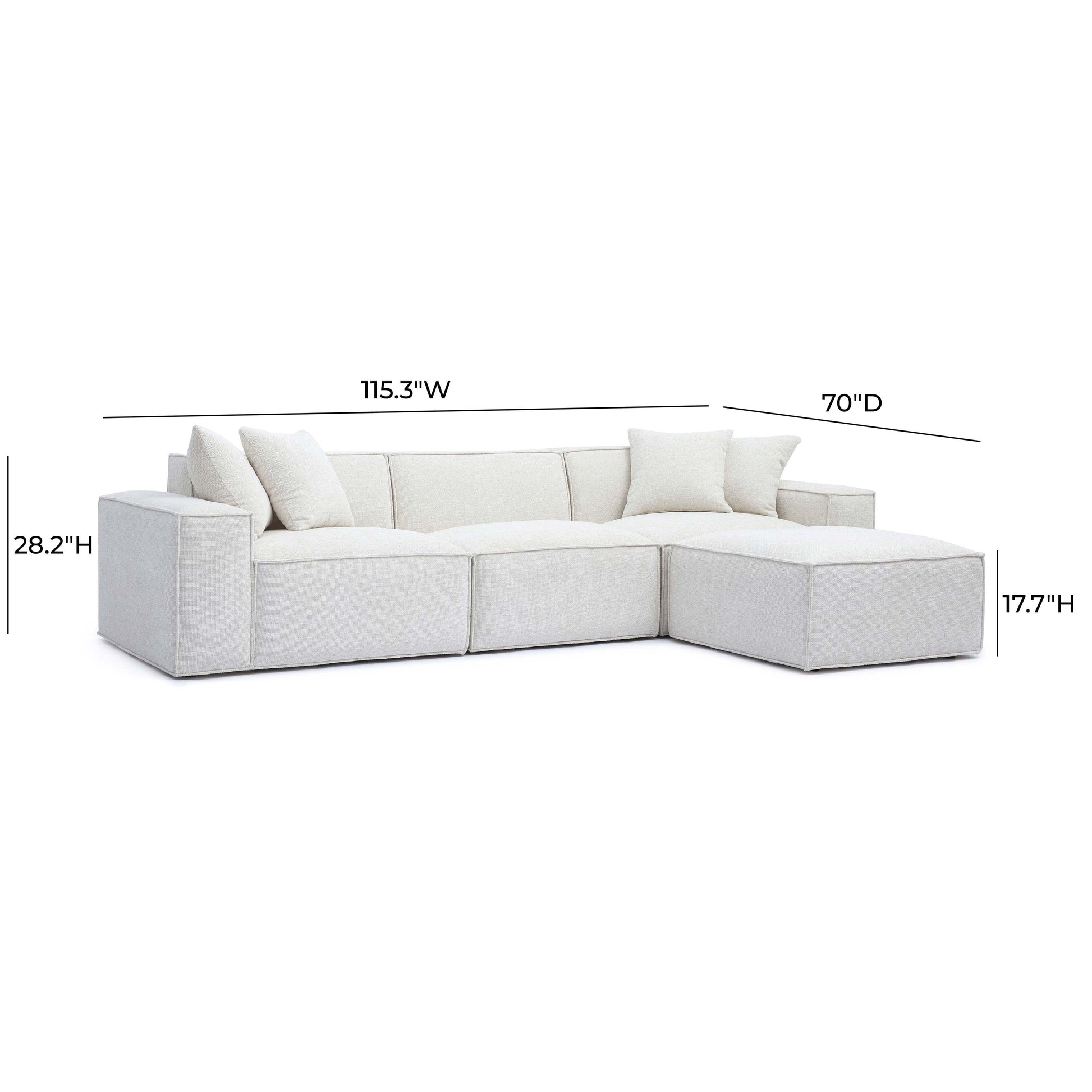 Mindy 4 Piece Chenille Basketweave Modular Sectional by TOV L69319 Sec