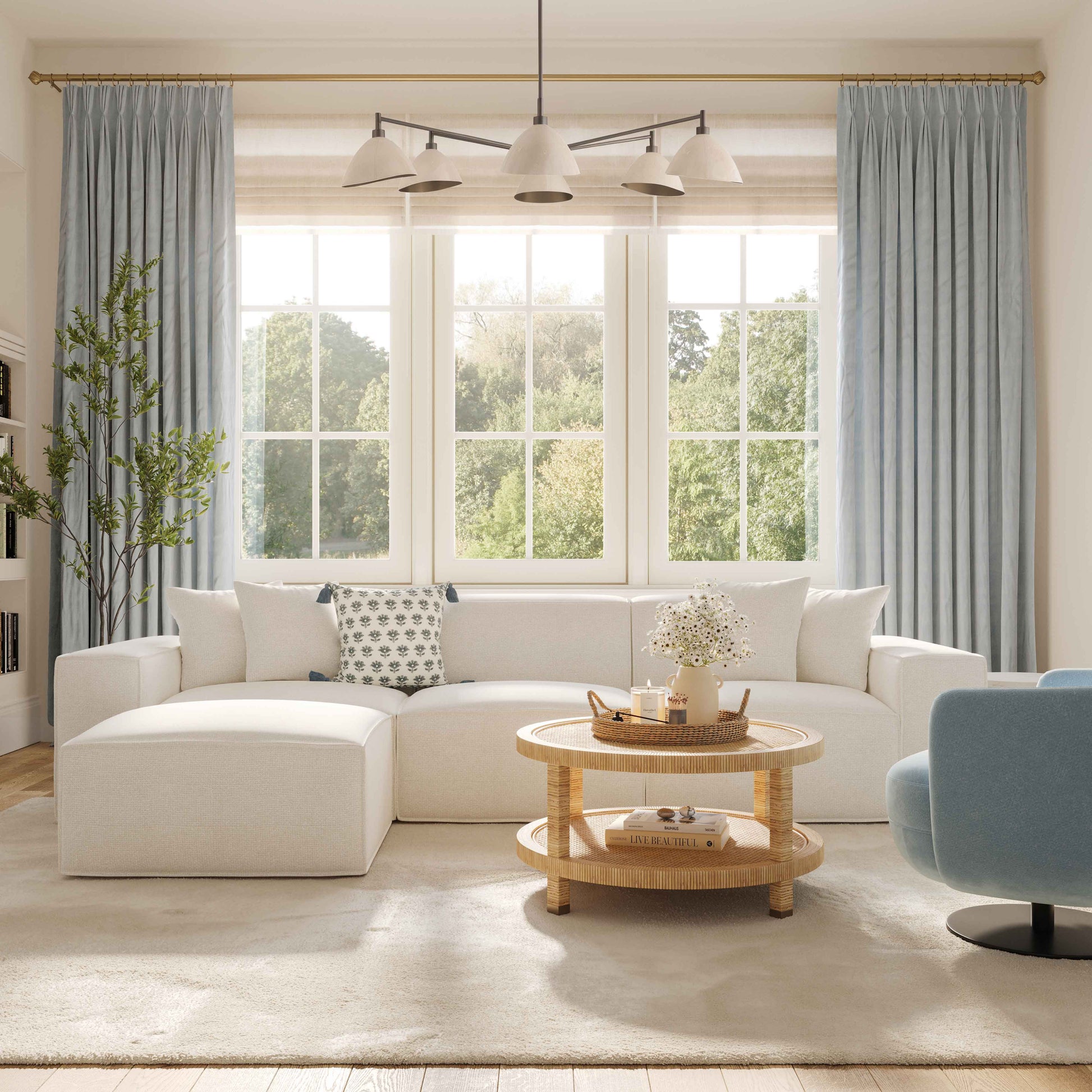 Mindy Chenille Basketweave Modular Corner Chair by TOV L69319 Lc