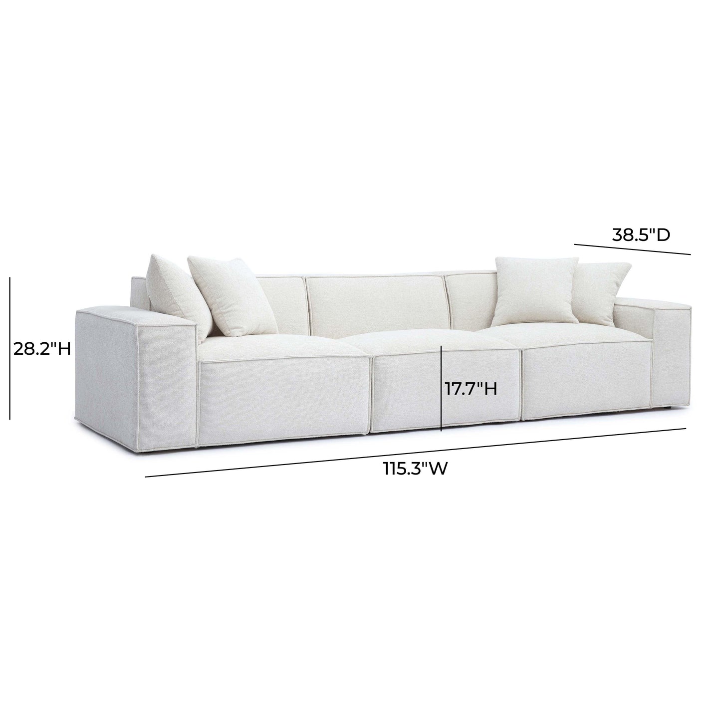 Mindy 115 Chenille Basketweave Modular Sofa by TOV L69319 So