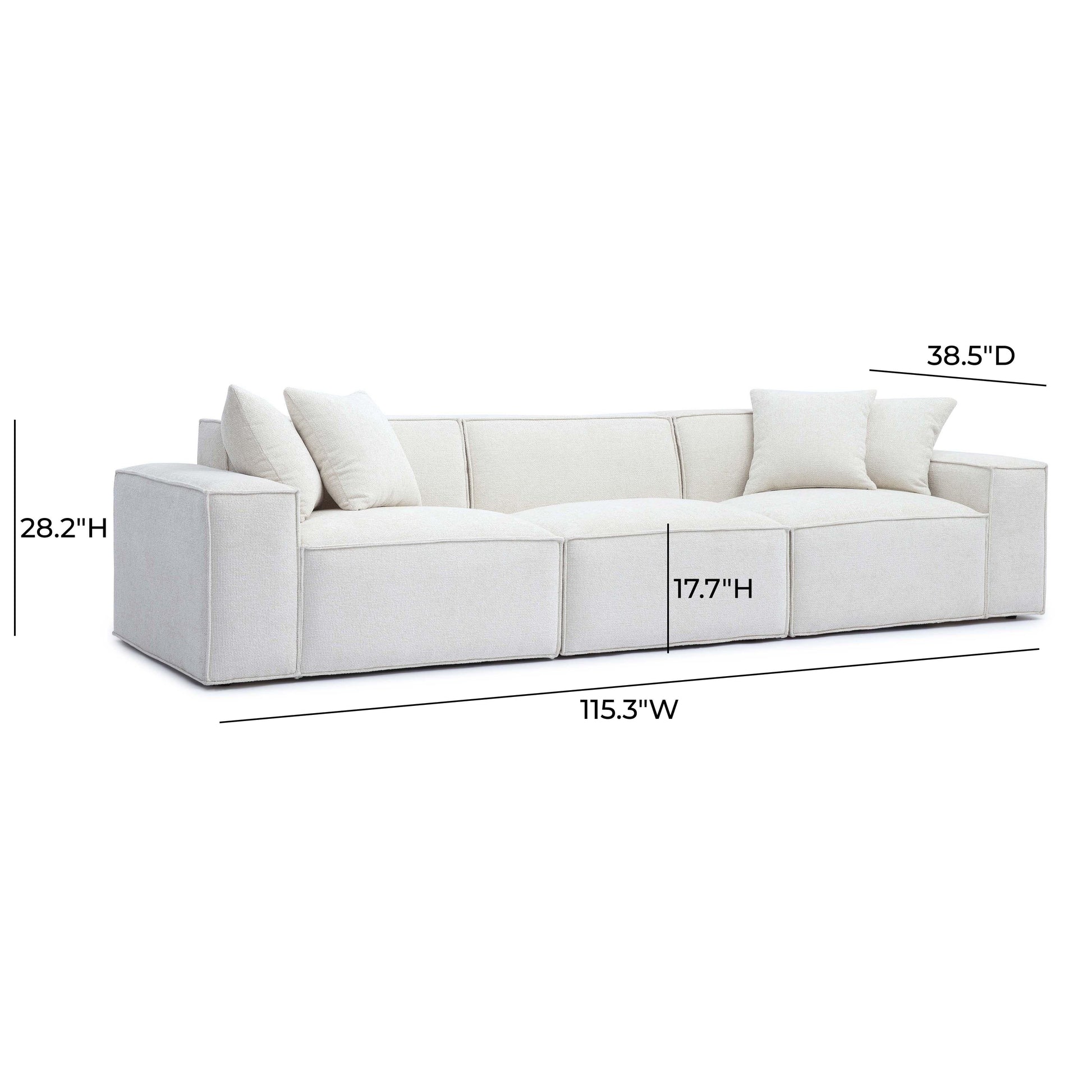 Mindy 115 Chenille Basketweave Modular Sofa by TOV L69319 So