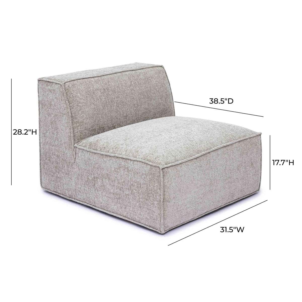 Mindy Performance Chenille Basketweave Modular Armless Chair in Taupe by TOV Furniture – photo 6 of 6
