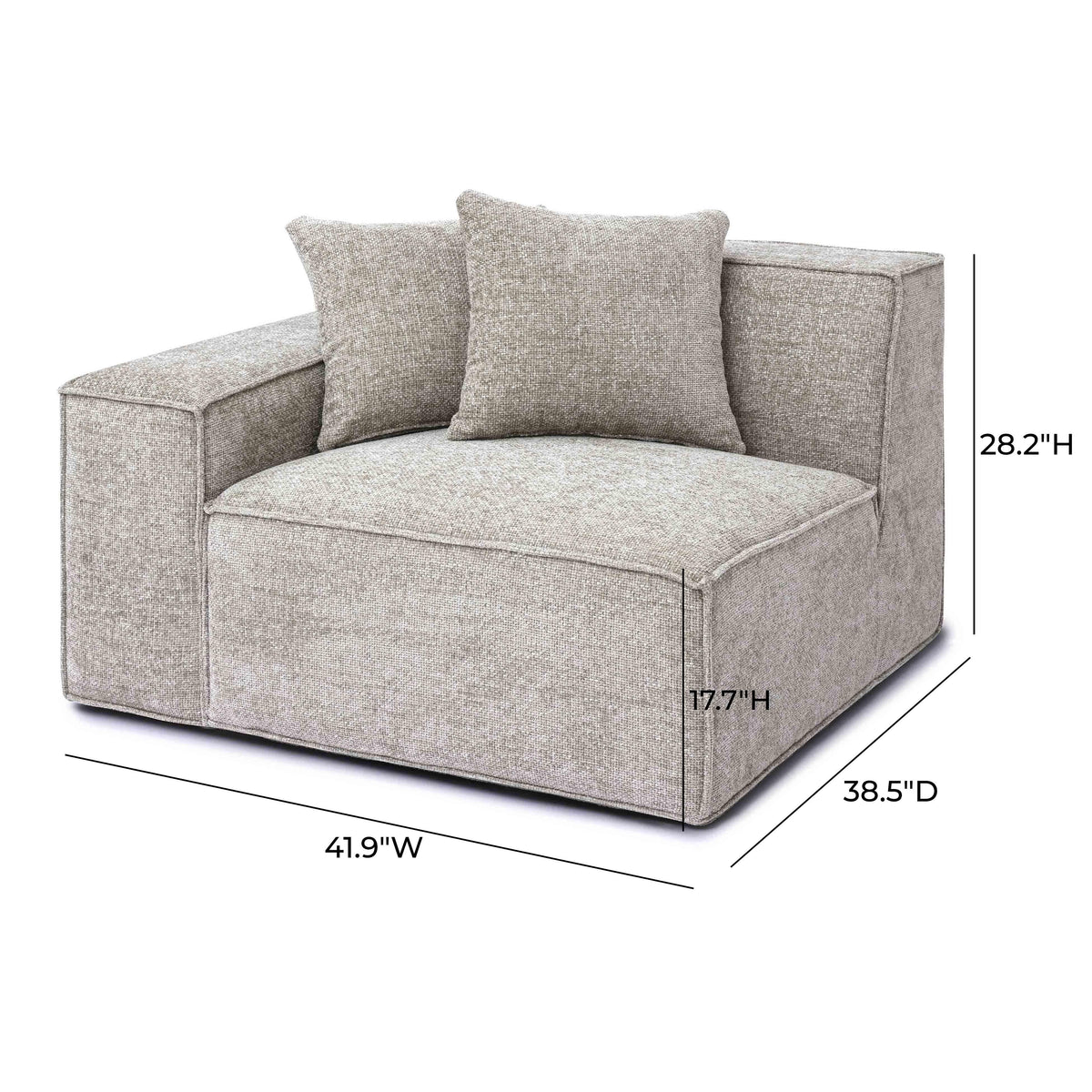 Mindy Performance Chenille Basketweave Modular Corner Chair in Taupe / LAF by TOV Furniture – photo 6 of 6