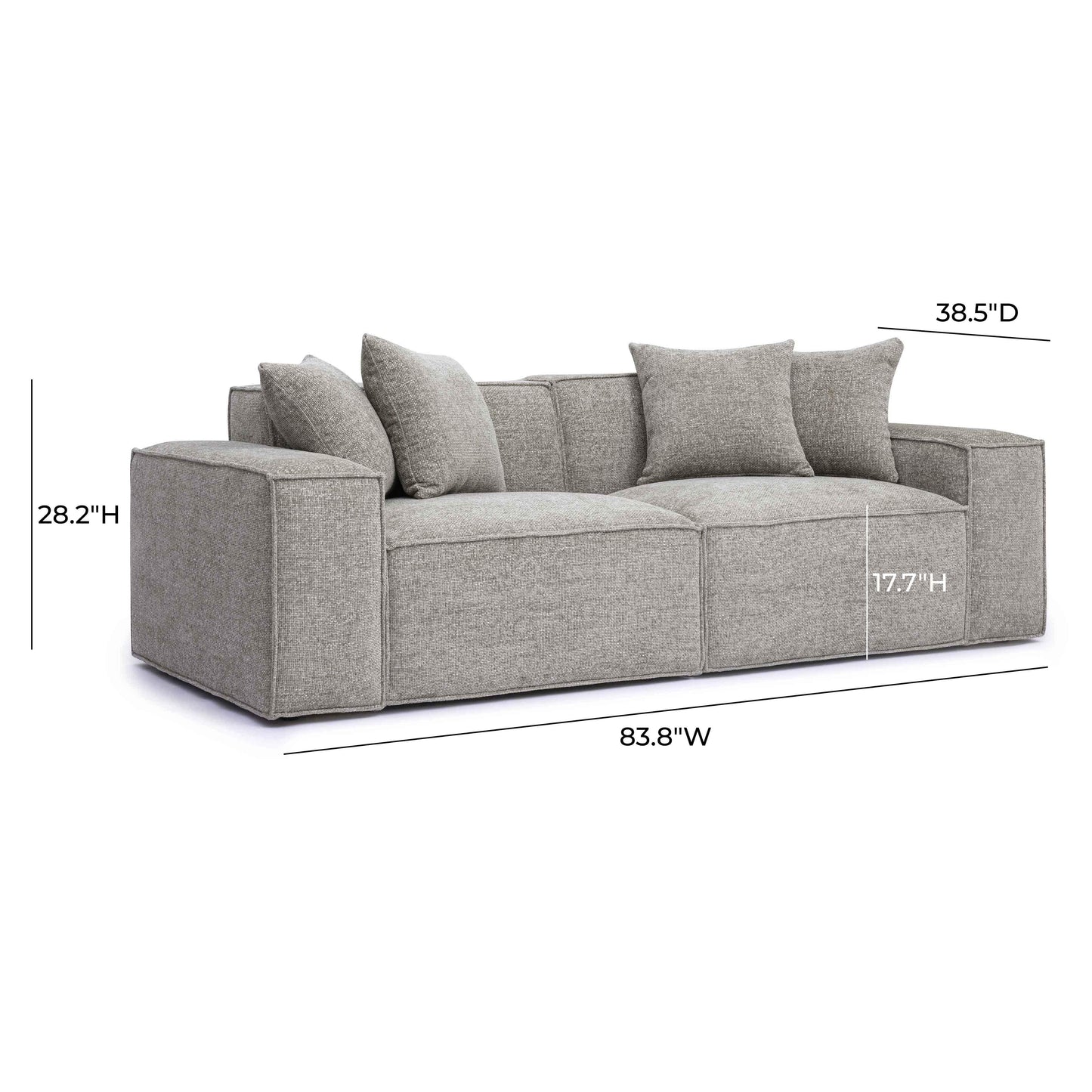 Mindy 84 Chenille Basketweave Modular Loveseat by TOV L69317 Lo