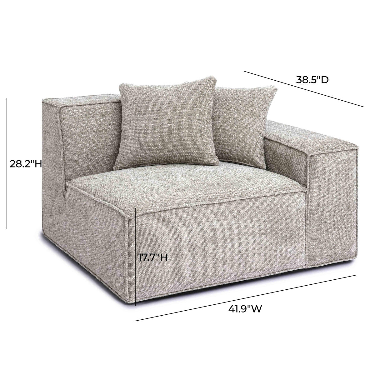 Mindy Performance Chenille Basketweave Modular Corner Chair in Taupe / RAF by TOV Furniture – photo 6 of 6