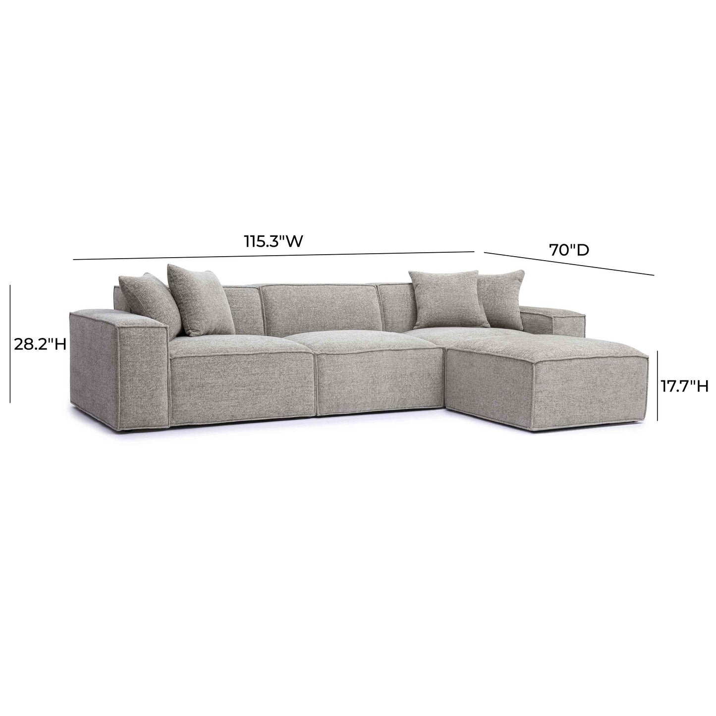 Mindy 4 Piece Chenille Basketweave Modular Sectional by TOV L69317 Sec