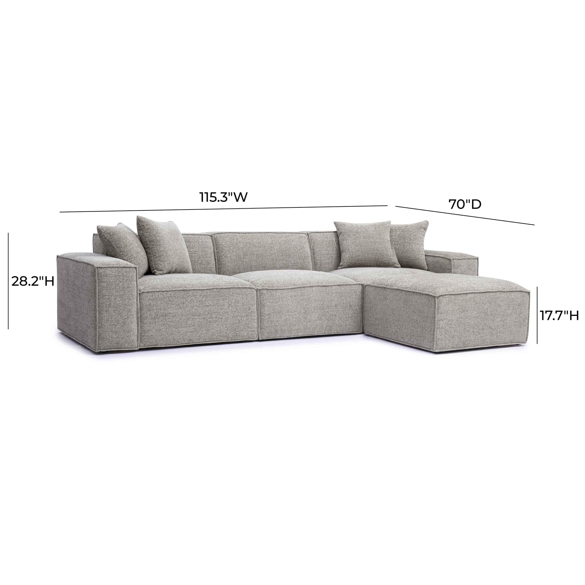 Mindy 4 Piece Chenille Basketweave Modular Sectional by TOV L69319 Sec