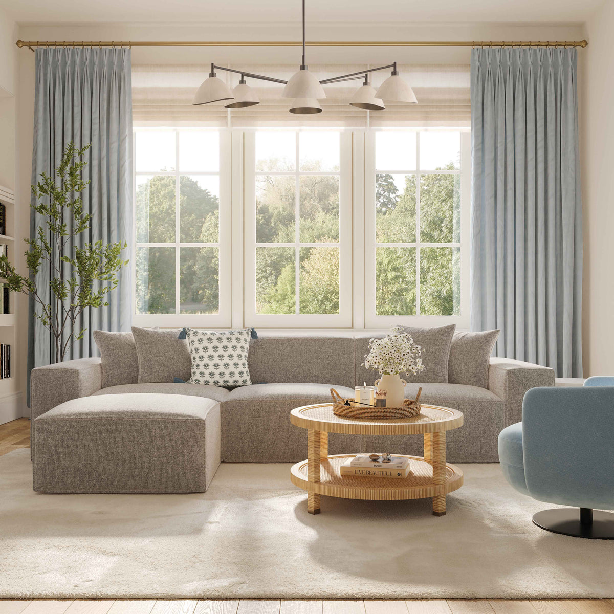 Mindy Performance Chenille Basketweave Modular Corner Chair in Taupe / RAF by TOV Furniture – photo 2 of 6