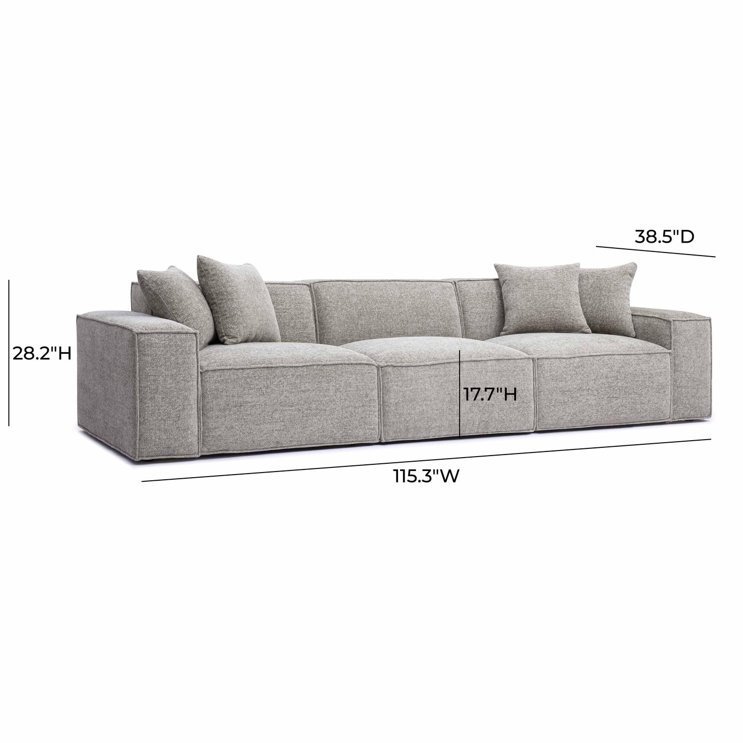 Mindy 115 Chenille Basketweave Modular Sofa by TOV L69316 So