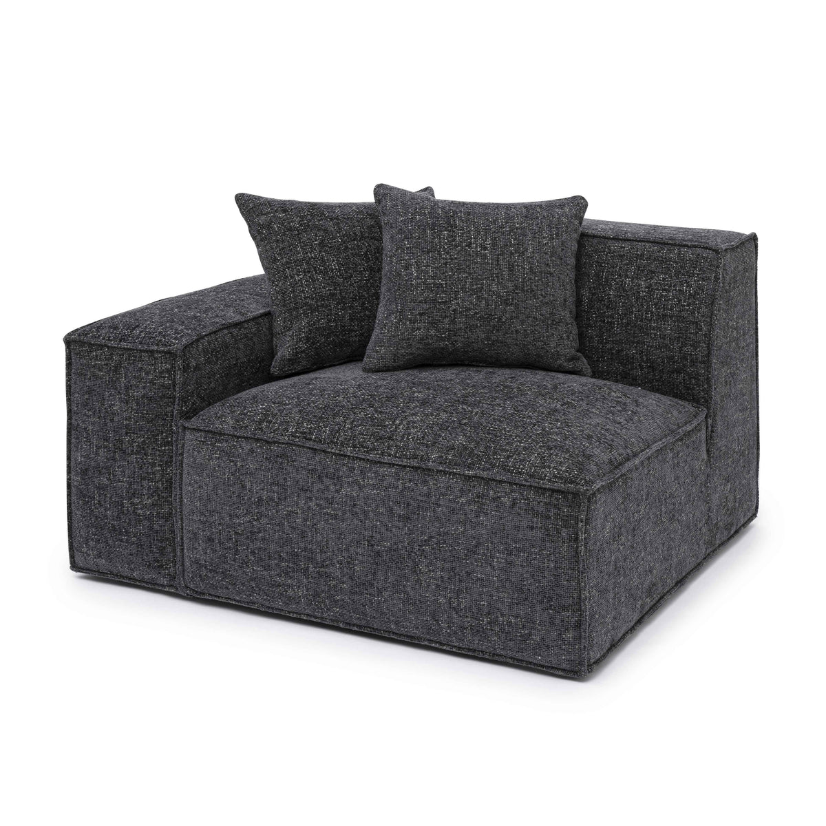 Mindy Performance Chenille Basketweave Modular Corner Chair in Charcoal / LAF by TOV Furniture – photo 3 of 6