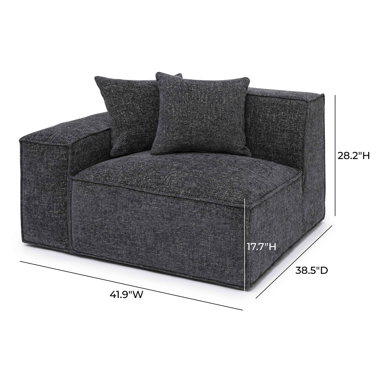 Mindy Performance Chenille Basketweave Modular Corner Chair in Charcoal / LAF by TOV Furniture – photo 6 of 6