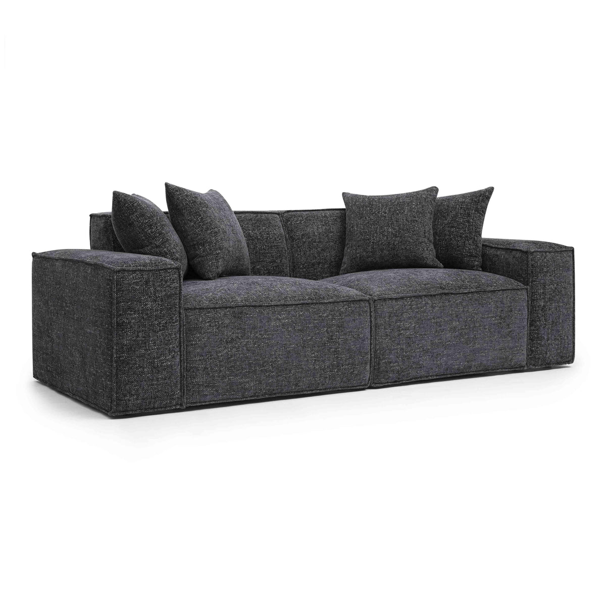 Mindy Charcoal Performance Chenille Basketweave Modular Loveseat by TOV Furniture – photo 3 of 6
