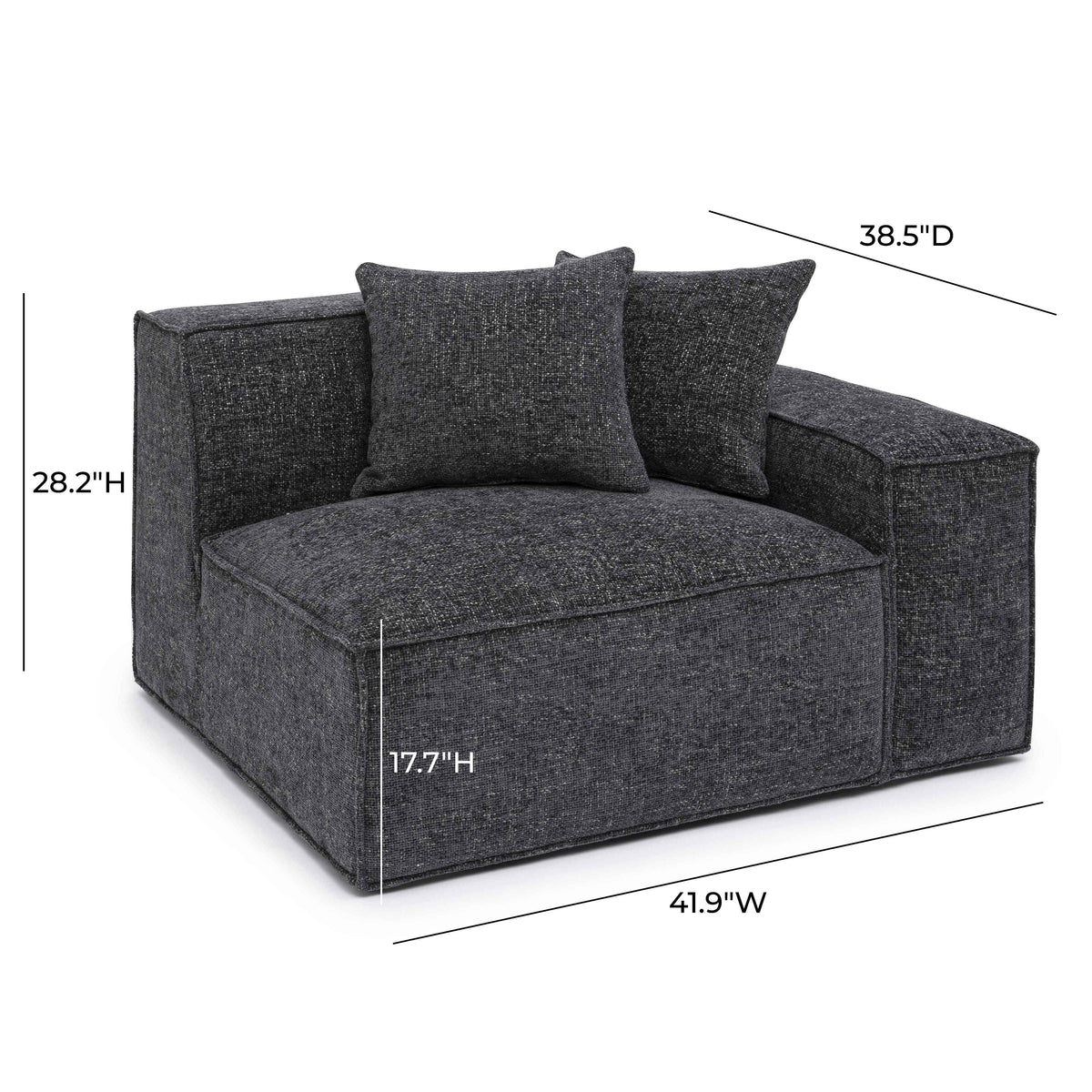 Mindy Performance Chenille Basketweave Modular Corner Chair in Charcoal / RAF by TOV Furniture – photo 6 of 6
