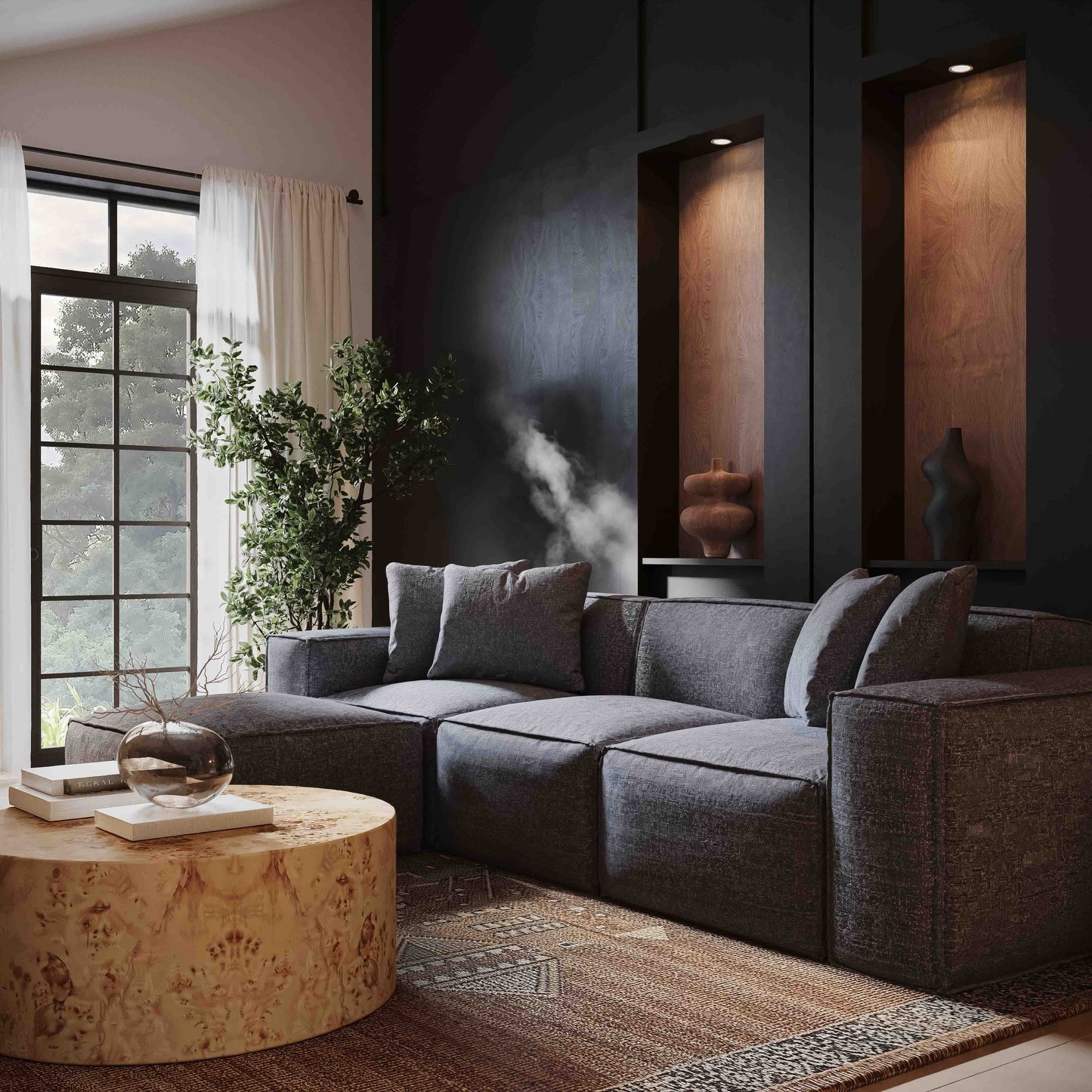 Mindy 115 Chenille Basketweave Modular Sofa by TOV L69319 So