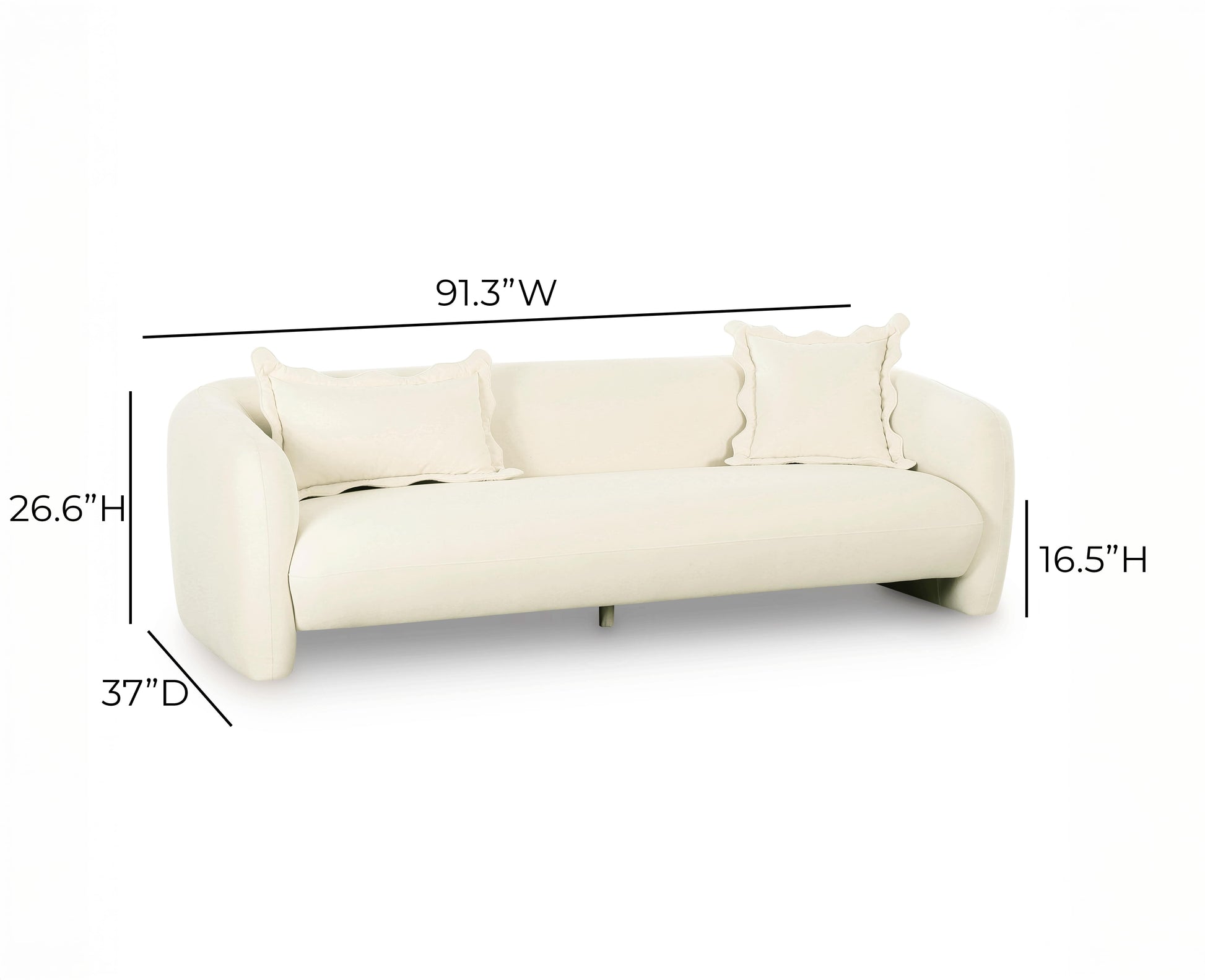Lou 91" Performance Velvet Sofa Cream by Tov Furniture