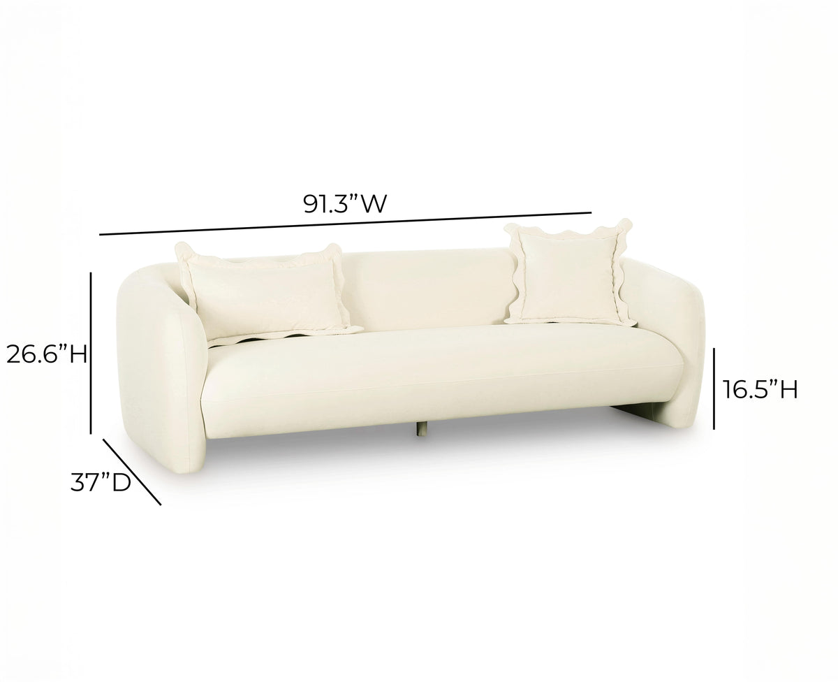 Lou 91.3" Cream Performance Velvet Sofa by TOV Furniture – photo 6 of 6