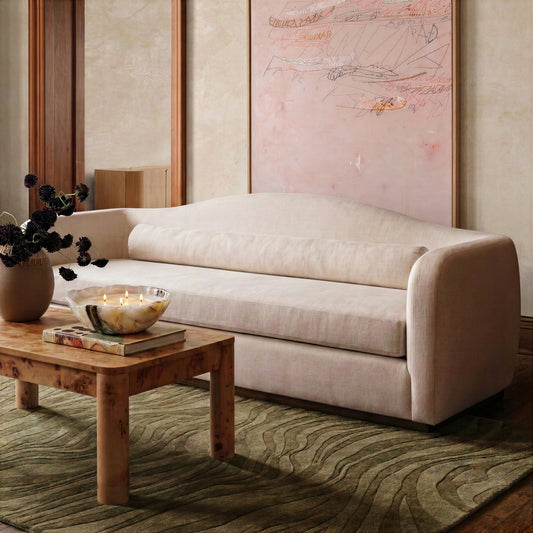 Camille 99" Cream Performance Linen Chenille Sofa by TOV Furniture – photo 2 of 7