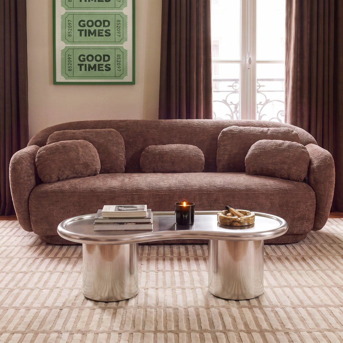 Misty 90" Chocolate Brown Textured Knubby Fabric Sofa by TOV Furniture – photo 2 of 7