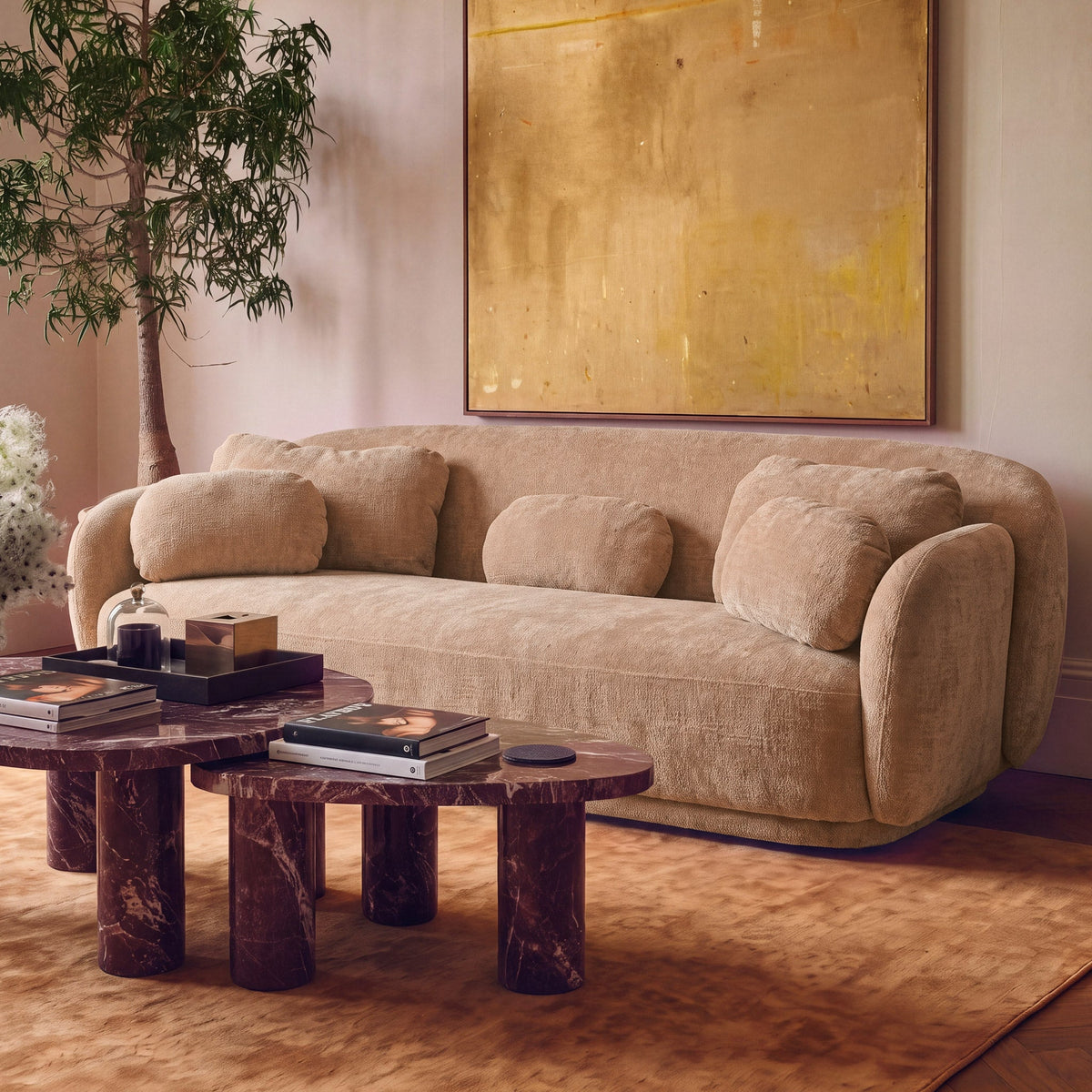 Misty 90" Tan Textured Knubby Fabric Sofa by TOV Furniture – photo 2 of 7