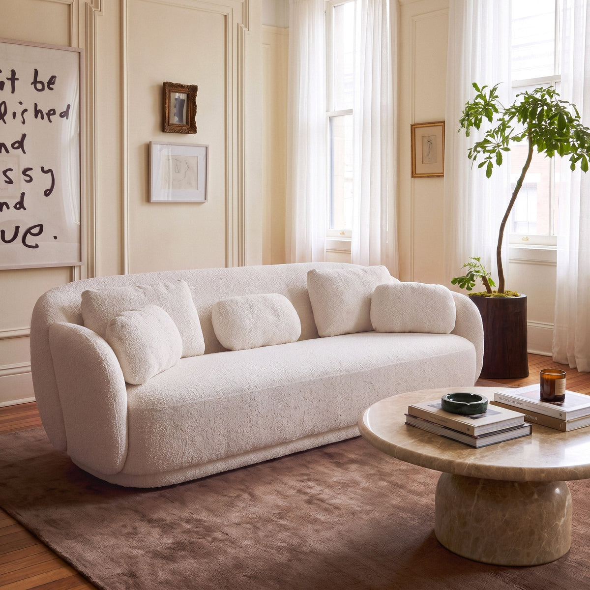 Misty 90" Cream Textured Knubby Fabric Sofa by TOV Furniture – photo 2 of 7