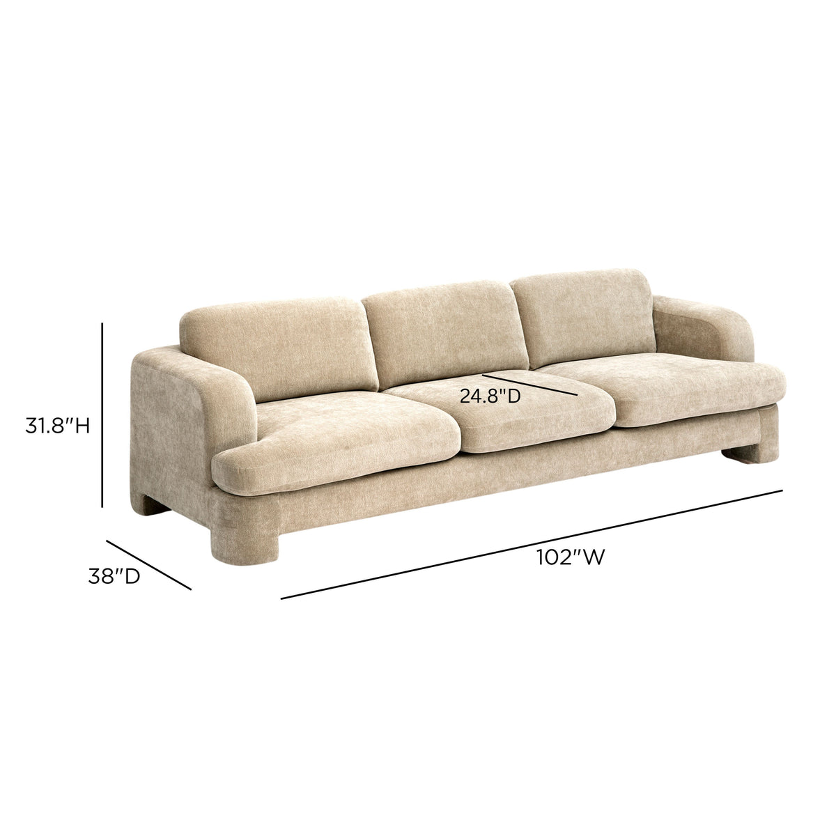 Halsey 102" Tan Textured Fabric Sofa by TOV Furniture – photo 7 of 7
