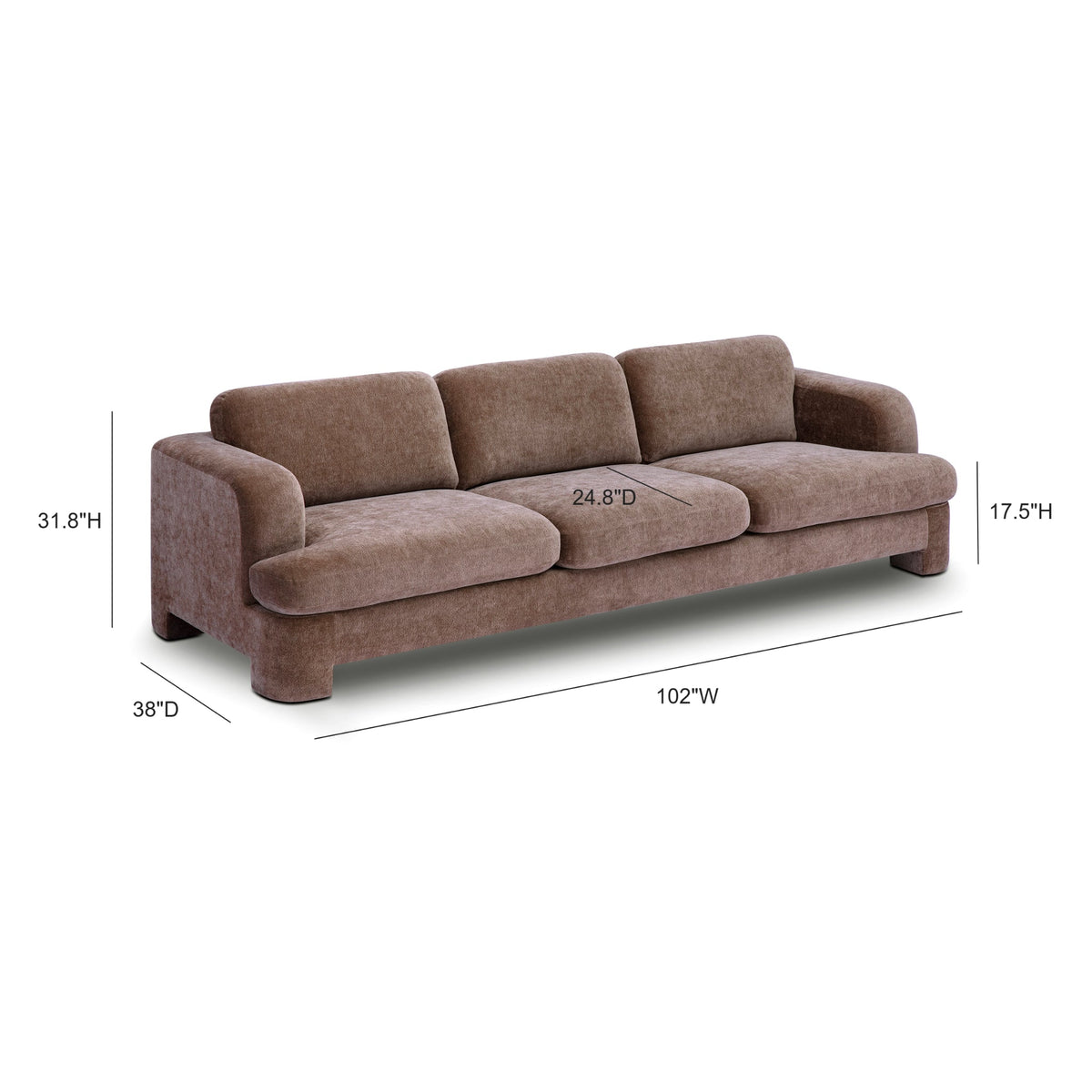 Halsey 102" Brown Textured Fabric Sofa by TOV Furniture – photo 7 of 7