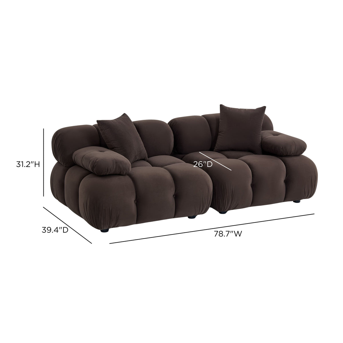 Calliope 79" Dark Brown Performance Velvet Modular Loveseat by TOV Furniture – photo 6 of 6