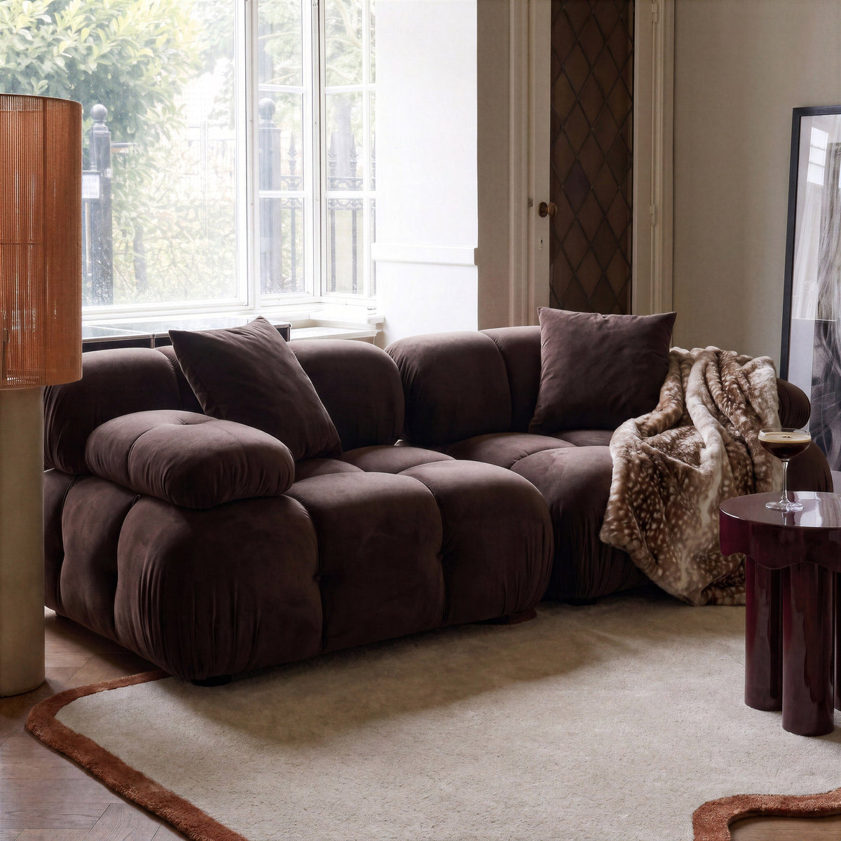Calliope 79" Dark Brown Performance Velvet Modular Loveseat by TOV Furniture – photo 2 of 6
