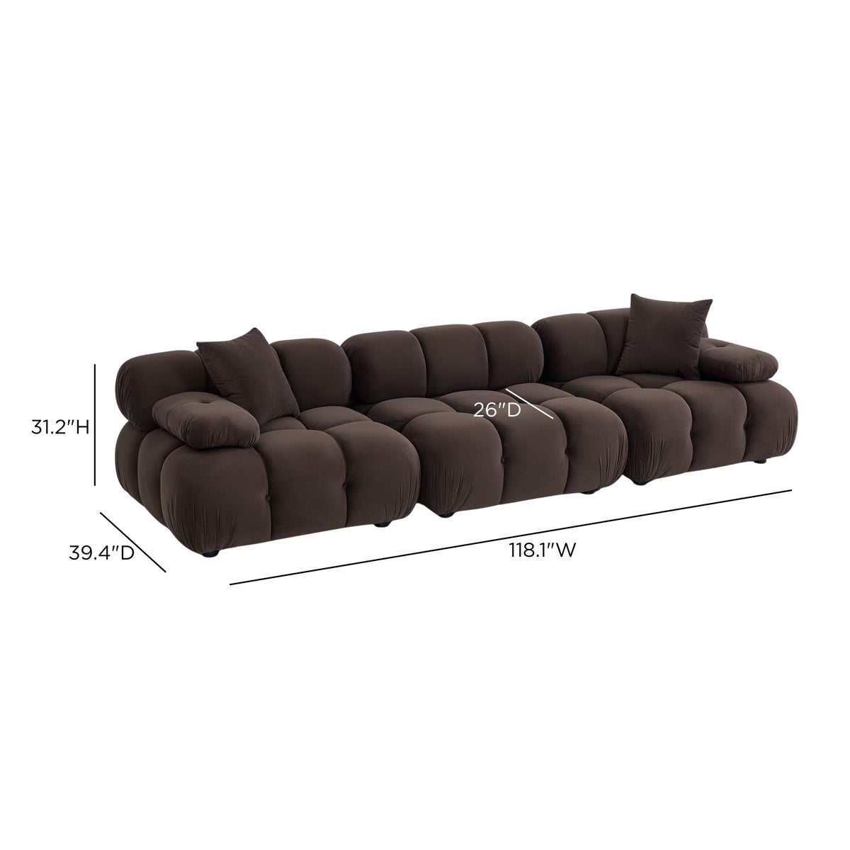 Calliope 118" Dark Brown Performance Velvet Modular Sofa by TOV Furniture – photo 6 of 6