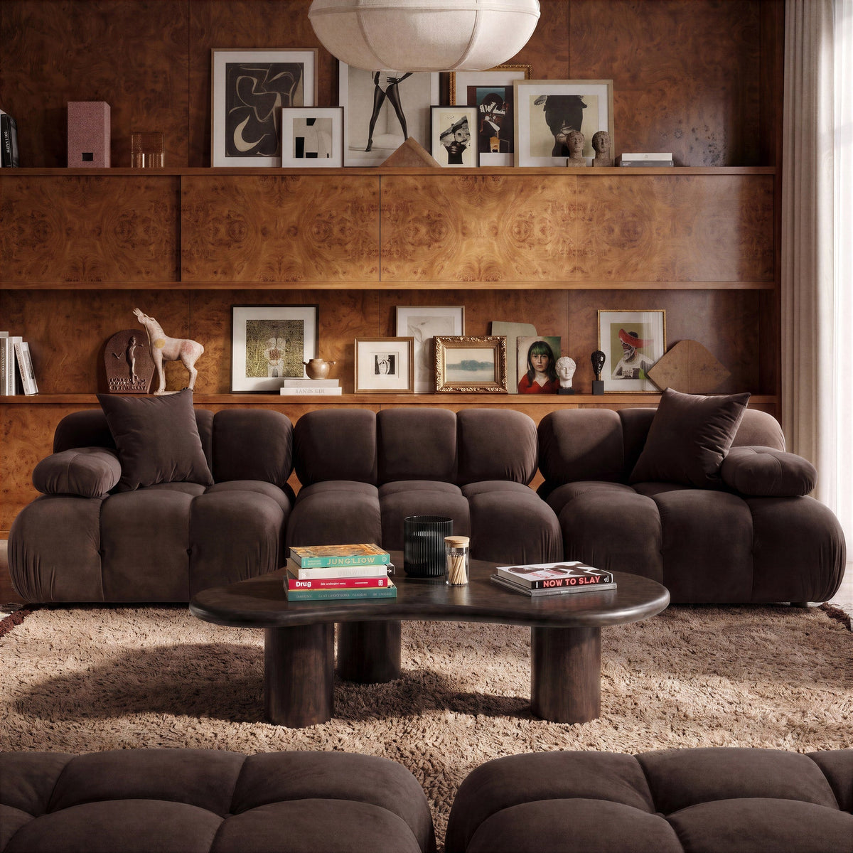 Calliope 118" Dark Brown Performance Velvet Modular Sofa by TOV Furniture – photo 2 of 6