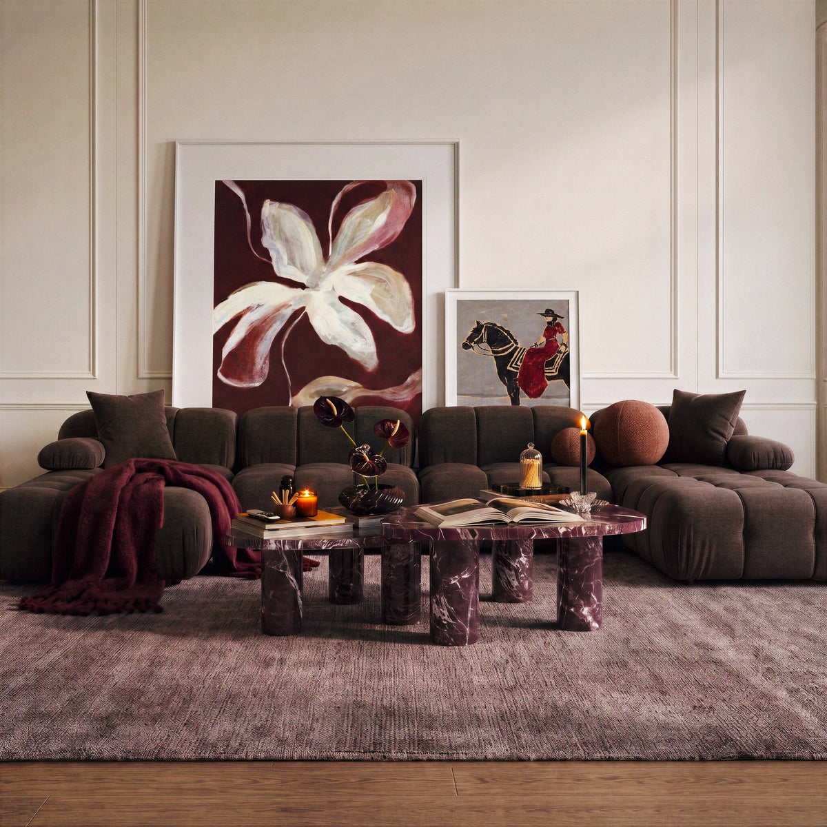 Calliope Dark Brown Performance Velvet 6-piece Modular U-Sectional by TOV Furniture – photo 2 of 5