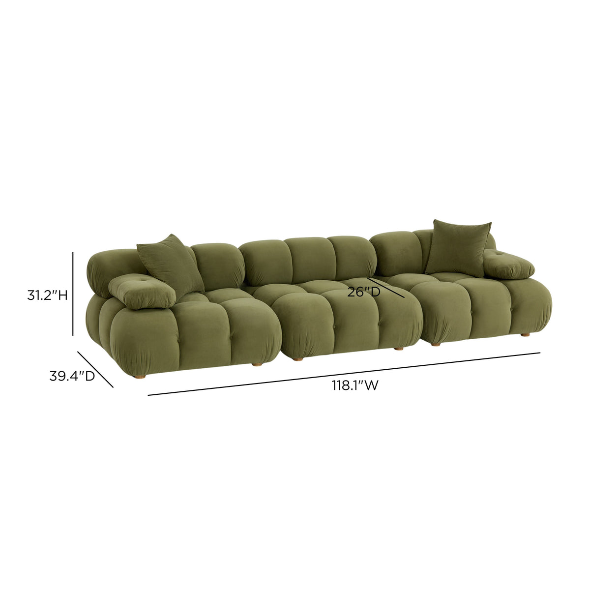 Calliope 118" Olive Green Performance Velvet Modular Sofa by TOV Furniture – photo 5 of 5