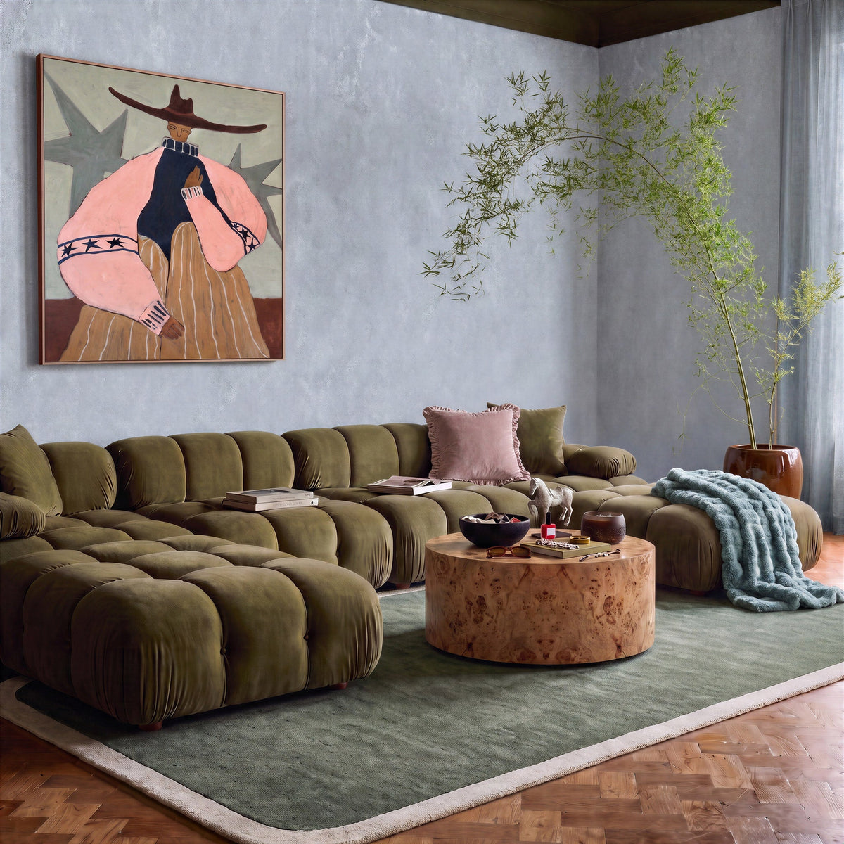 Calliope Olive Green Performance Velvet 6-piece Modular U-Sectional by TOV Furniture – photo 2 of 7