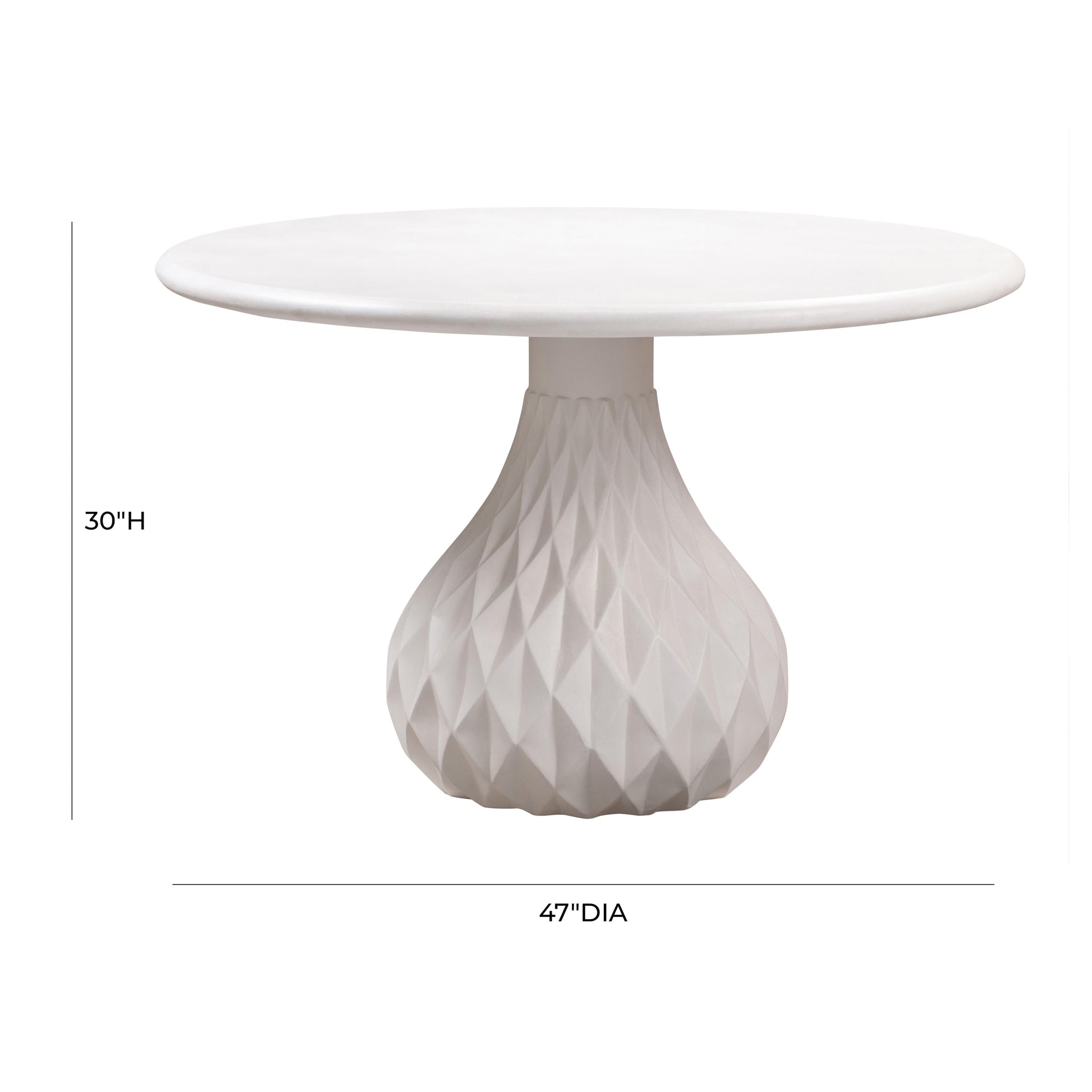 Tulum 47" Ivory Concrete Indoor/OutdoorRound Dining Table Ivory by Tov Furniture