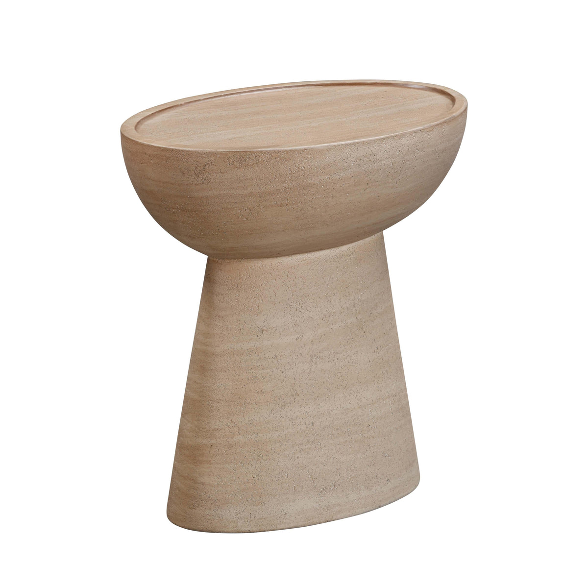 Eclipse Textured Faux Travertine Indoor/Outdoor Side Table by TOV Furniture – photo 1 of 7