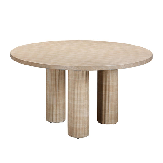 Patti 55" Textured Faux Travertine Indoor/Outdoor Round Dining Table Travertine by Tov Furniture