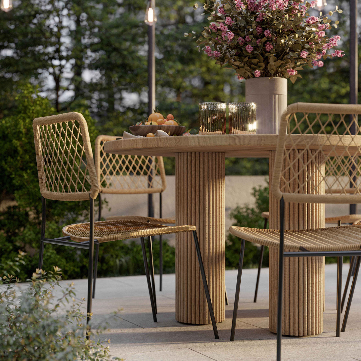 Patti 55" Textured Faux Travertine Indoor / Outdoor Round Dining Table by TOV Furniture – photo 2 of 7