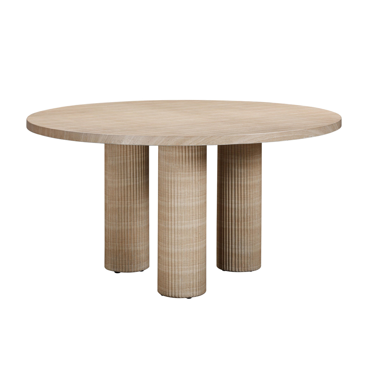 Patti 55" Textured Faux Travertine Indoor / Outdoor Round Dining Table by TOV Furniture – photo 3 of 7