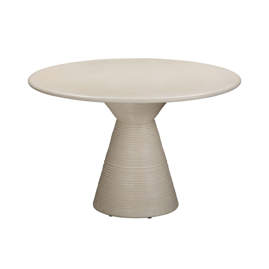 Fern 47 Beige Textured Faux Plaster Concrete Indoor Outdoor Round Dining Table by TOV O54277