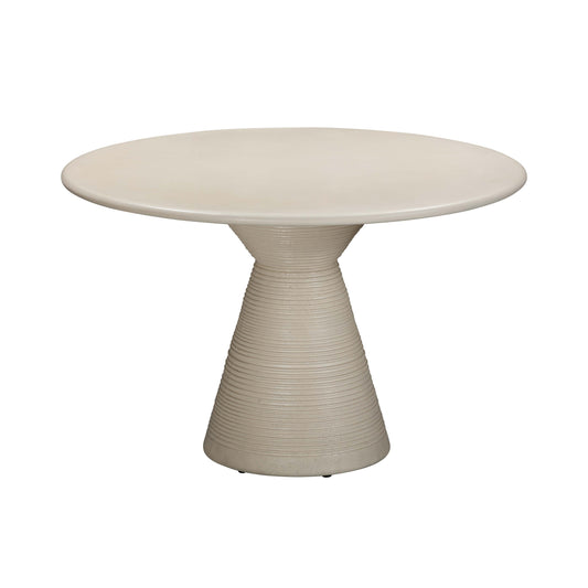 Fern 47" Beige Textured Faux Plaster Concrete Indoor/Outdoor Round Dining Table Beige by Tov Furniture