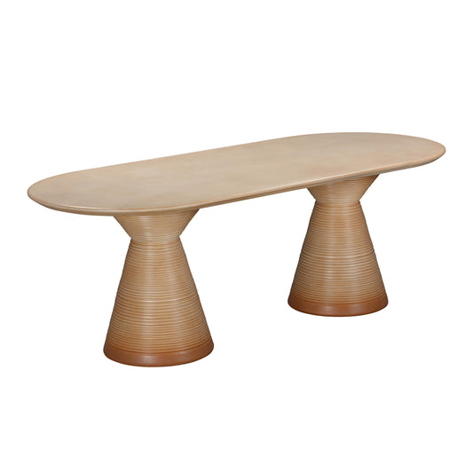 Fassa 87" Faux Terracotta Indoor/Outdoor Oval Dining Table Terracotta by Tov Furniture