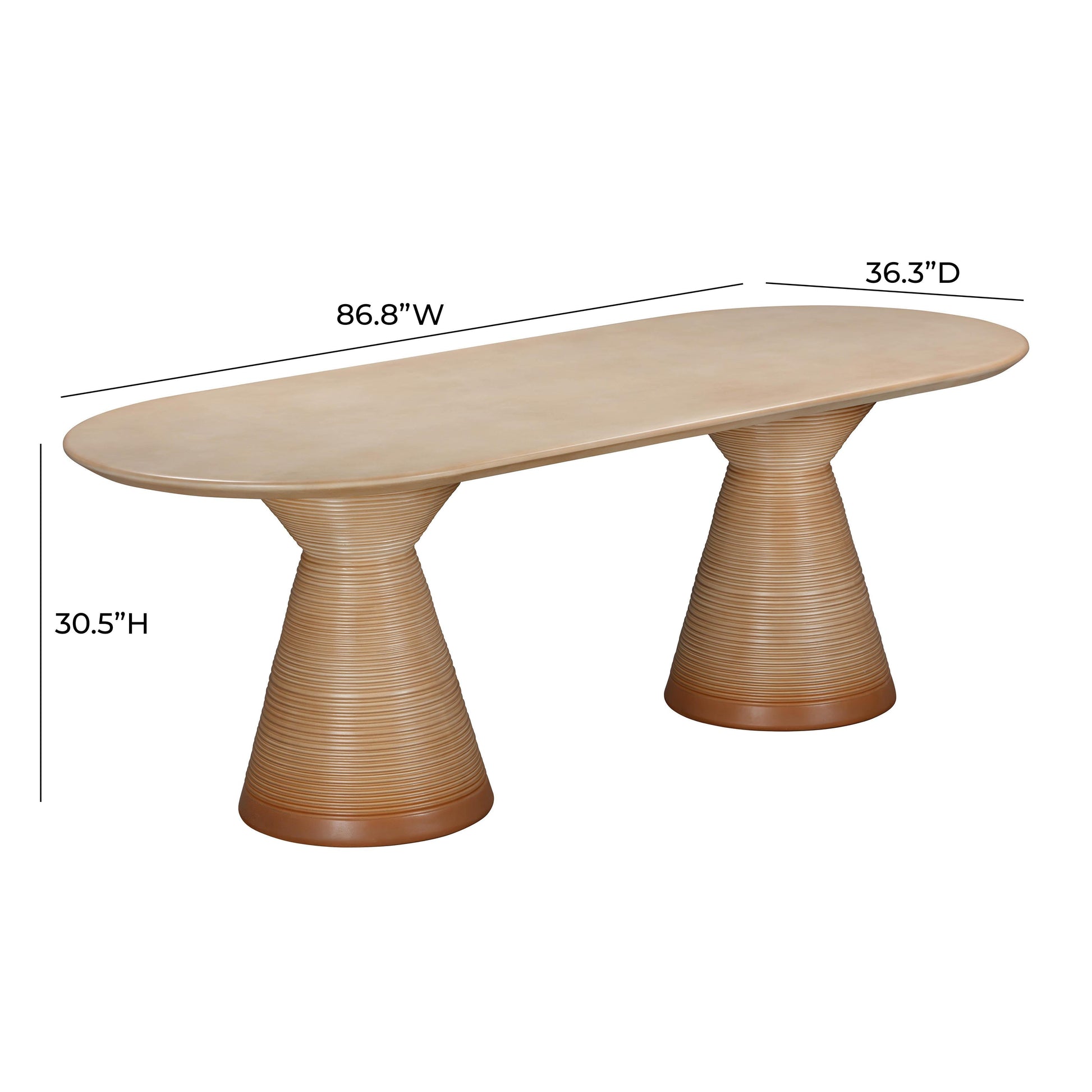 Fassa 87" Faux Terracotta Indoor/Outdoor Oval Dining Table Terracotta by Tov Furniture