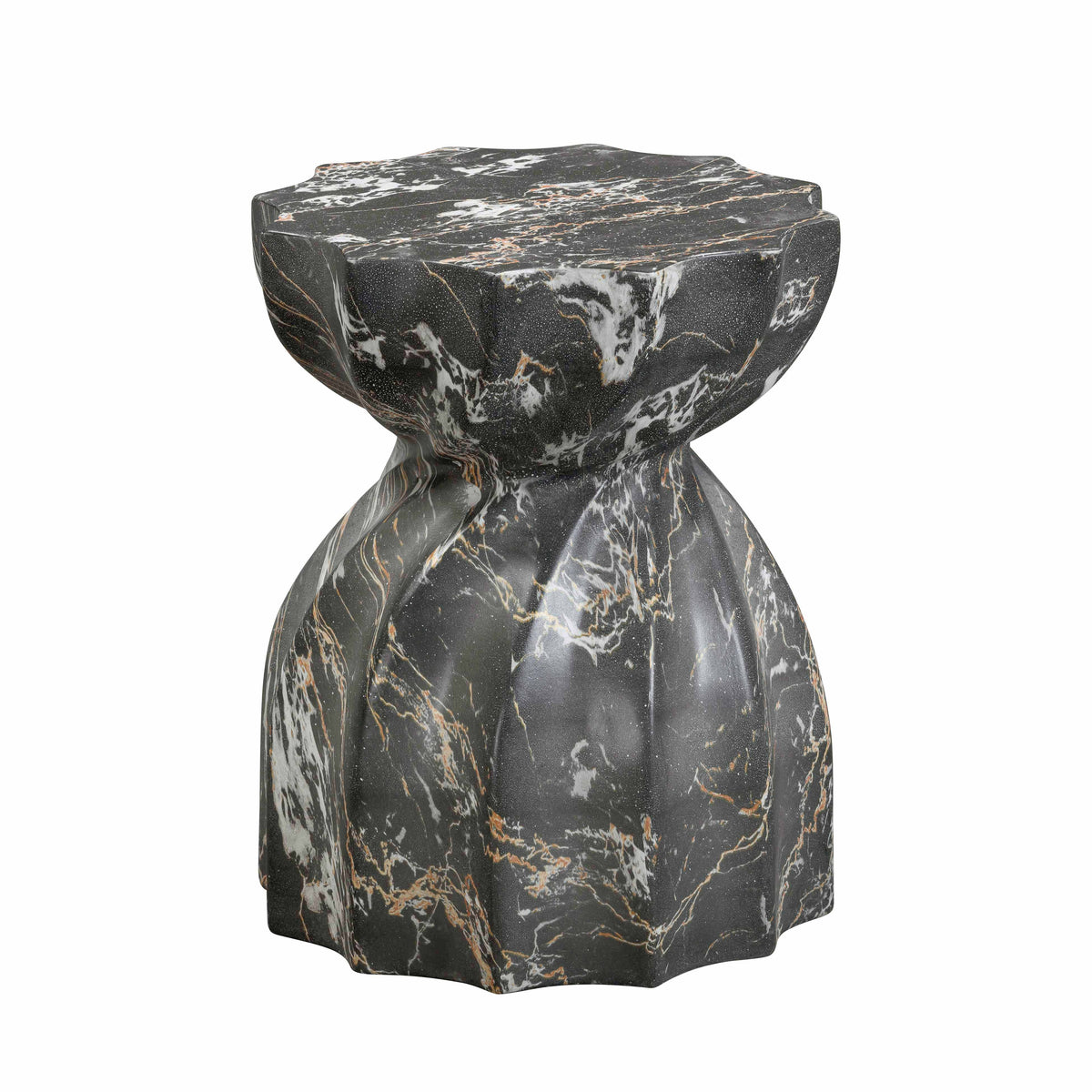 Turin Black Faux Marble Indoor / Outdoor Concrete Stool by TOV Furniture – photo 1 of 7