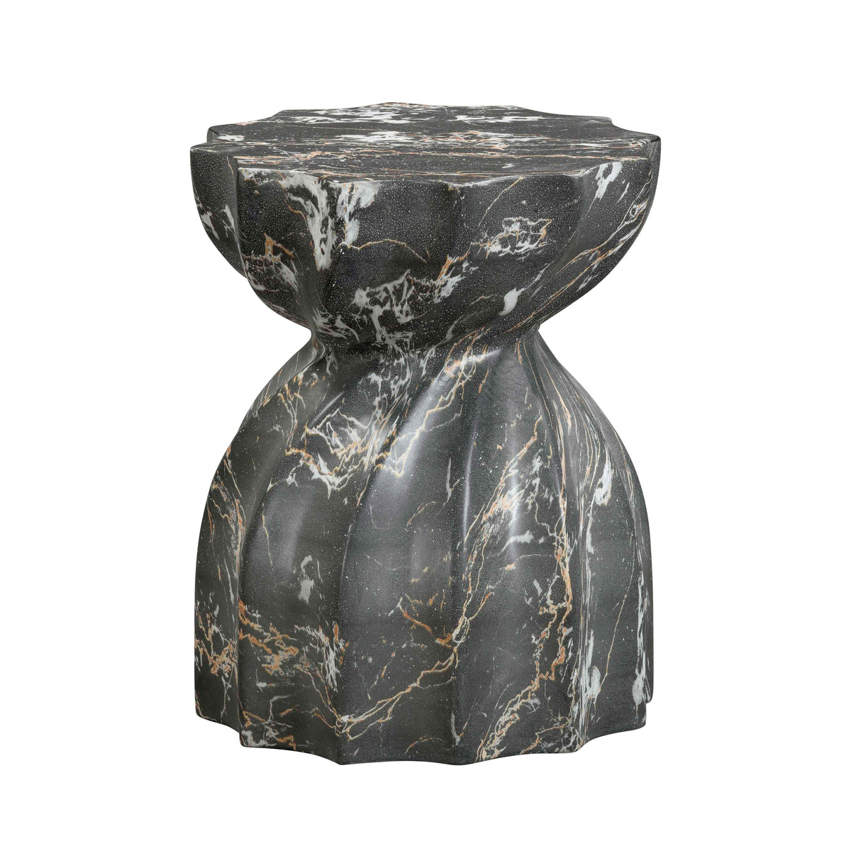 Turin Black Faux Marble Indoor / Outdoor Concrete Stool by TOV Furniture – photo 3 of 7