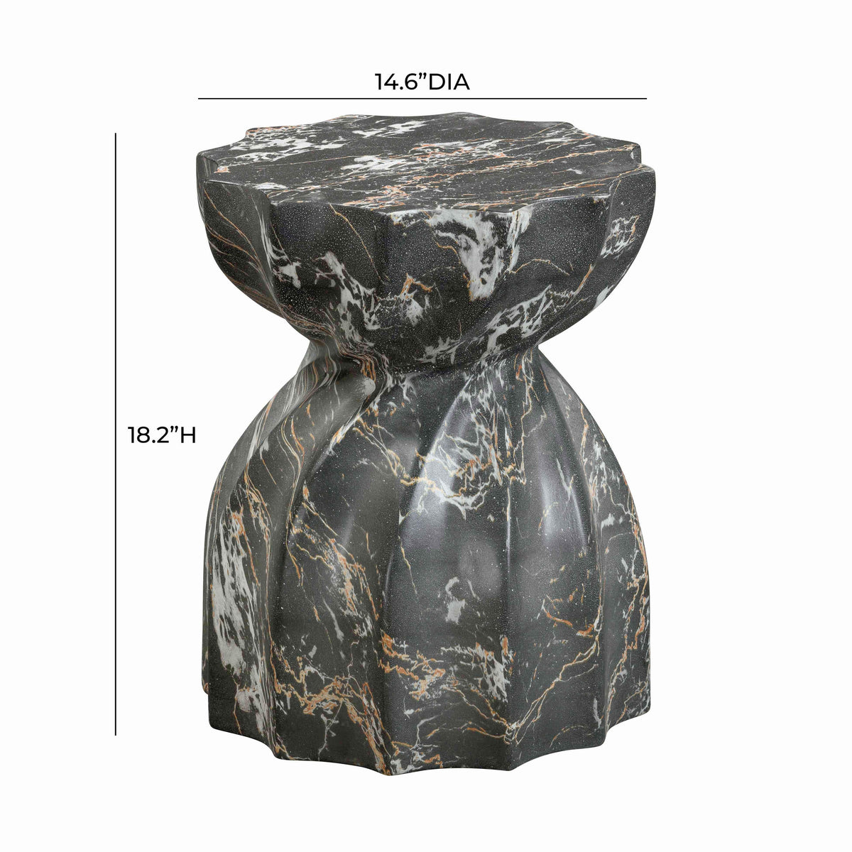 Turin Black Faux Marble Indoor / Outdoor Concrete Stool by TOV Furniture – photo 6 of 7