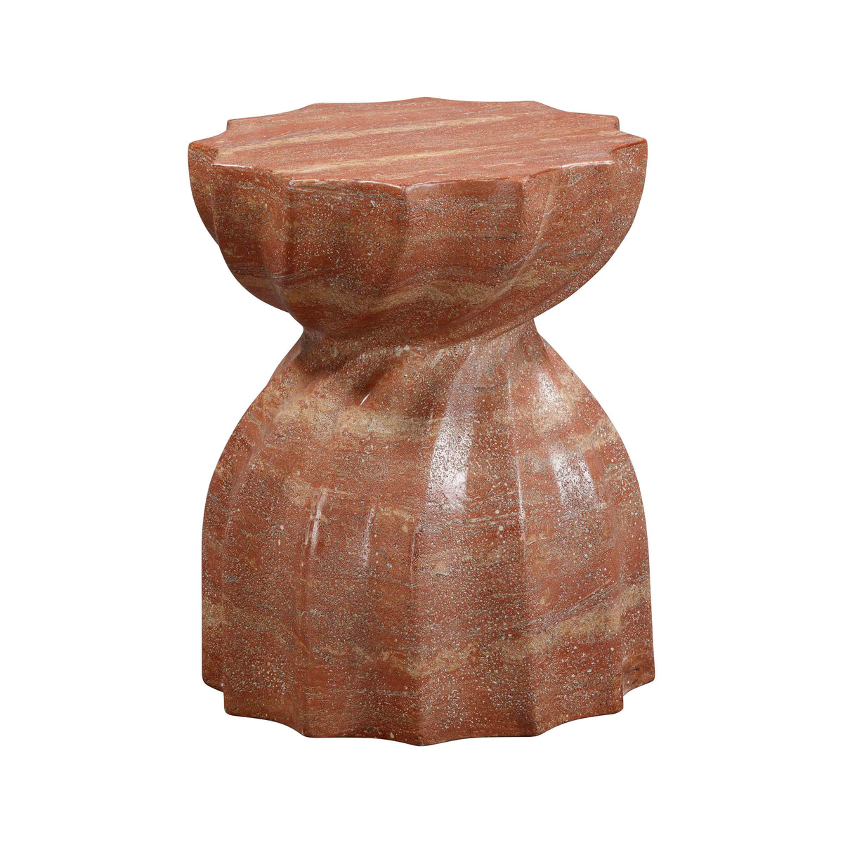 Turin Red Faux Sandstone Indoor / Outdoor Concrete Stool by TOV Furniture – photo 1 of 6