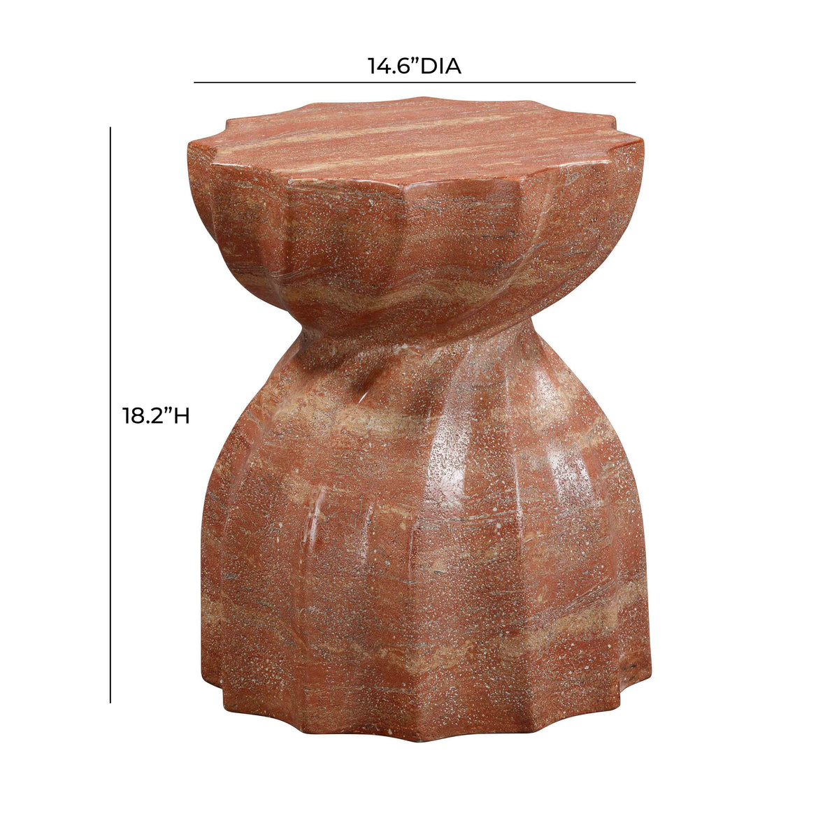 Turin Red Faux Sandstone Indoor / Outdoor Concrete Stool by TOV Furniture – photo 5 of 6
