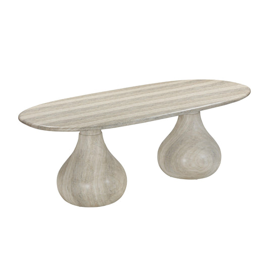 Smooch 87" Concrete Indoor/Outdoor Dining Table Travertine by Tov Furniture