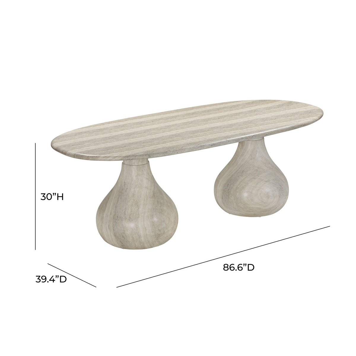 Smooch Faux Travertine Indoor / Outdoor 87" Oval Dining Table by TOV Furniture – photo 7 of 8