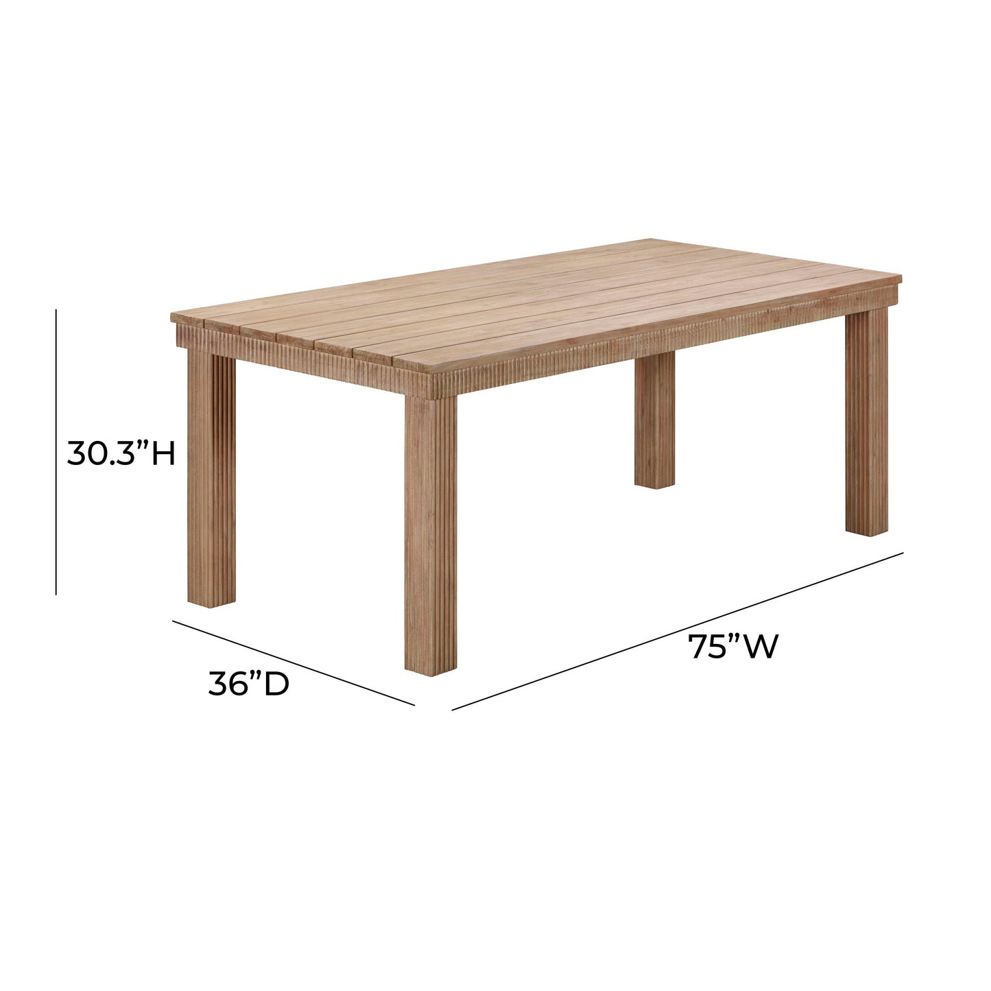Cassie Natural Outdoor Rectangular Dining Table 75 108 by TOV O54292
